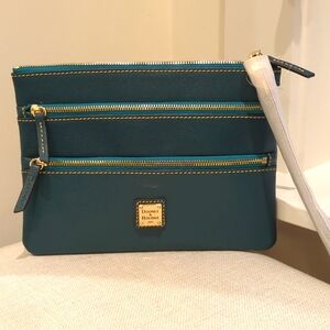 Saffiano Triple Zip Wristlet